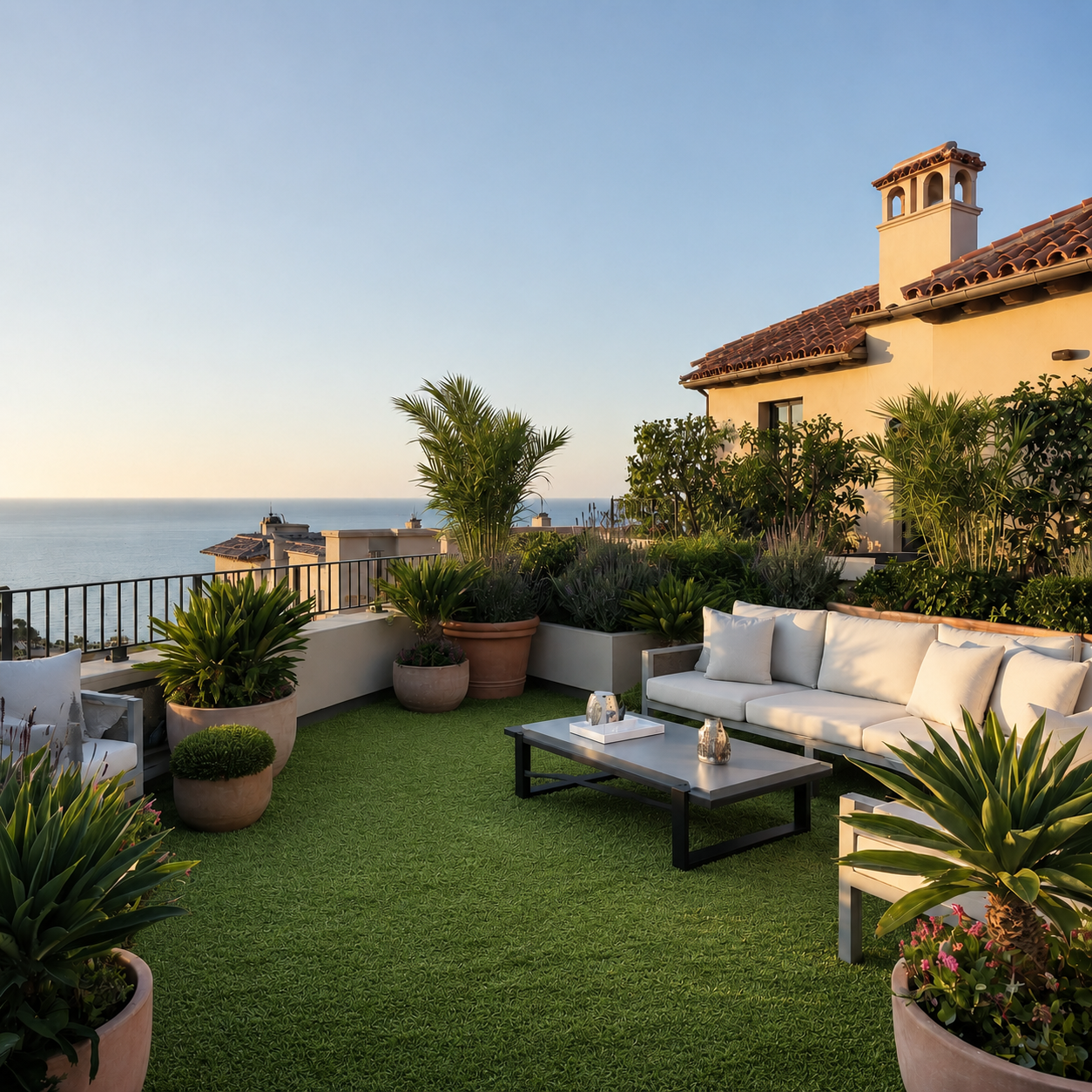 Terraza y azotea con césped artificial en Gran Canaria